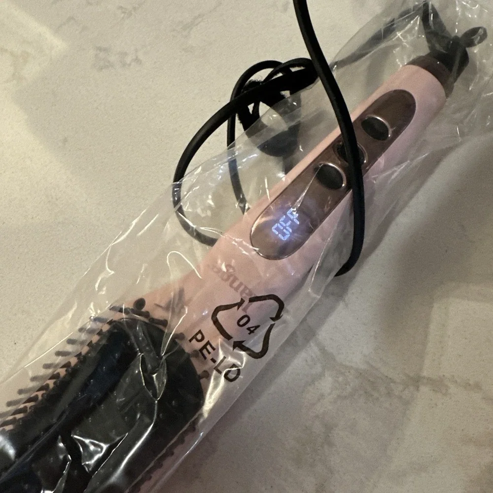 L'ange Le Vite Ceramic Straightening Brush Iron, Thermal, Blush Pink New